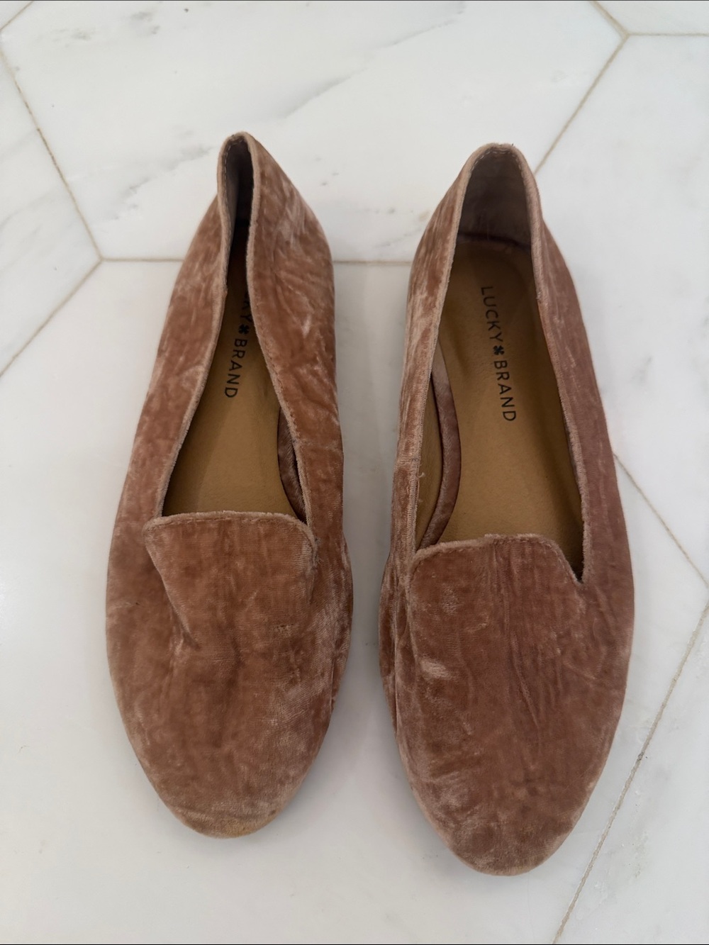 Lucky Brand Velvet Loafers in Blush Taupe